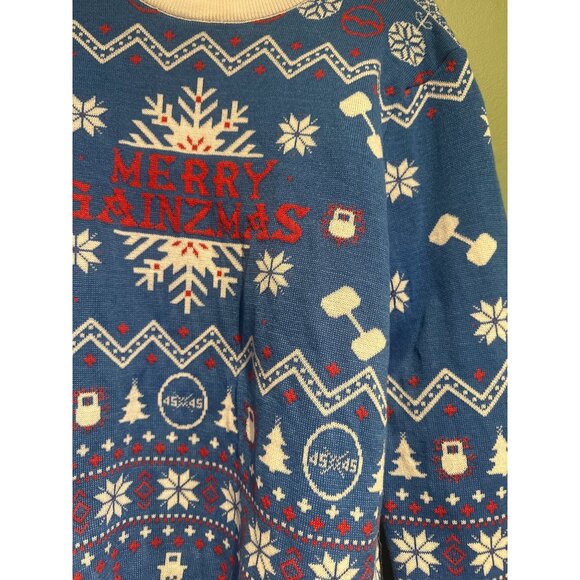 Men’s Merry Size M Gainzmas Christmas Sweater Gym Holiday Ugly Funny Lift Style - Picture 3 of 5